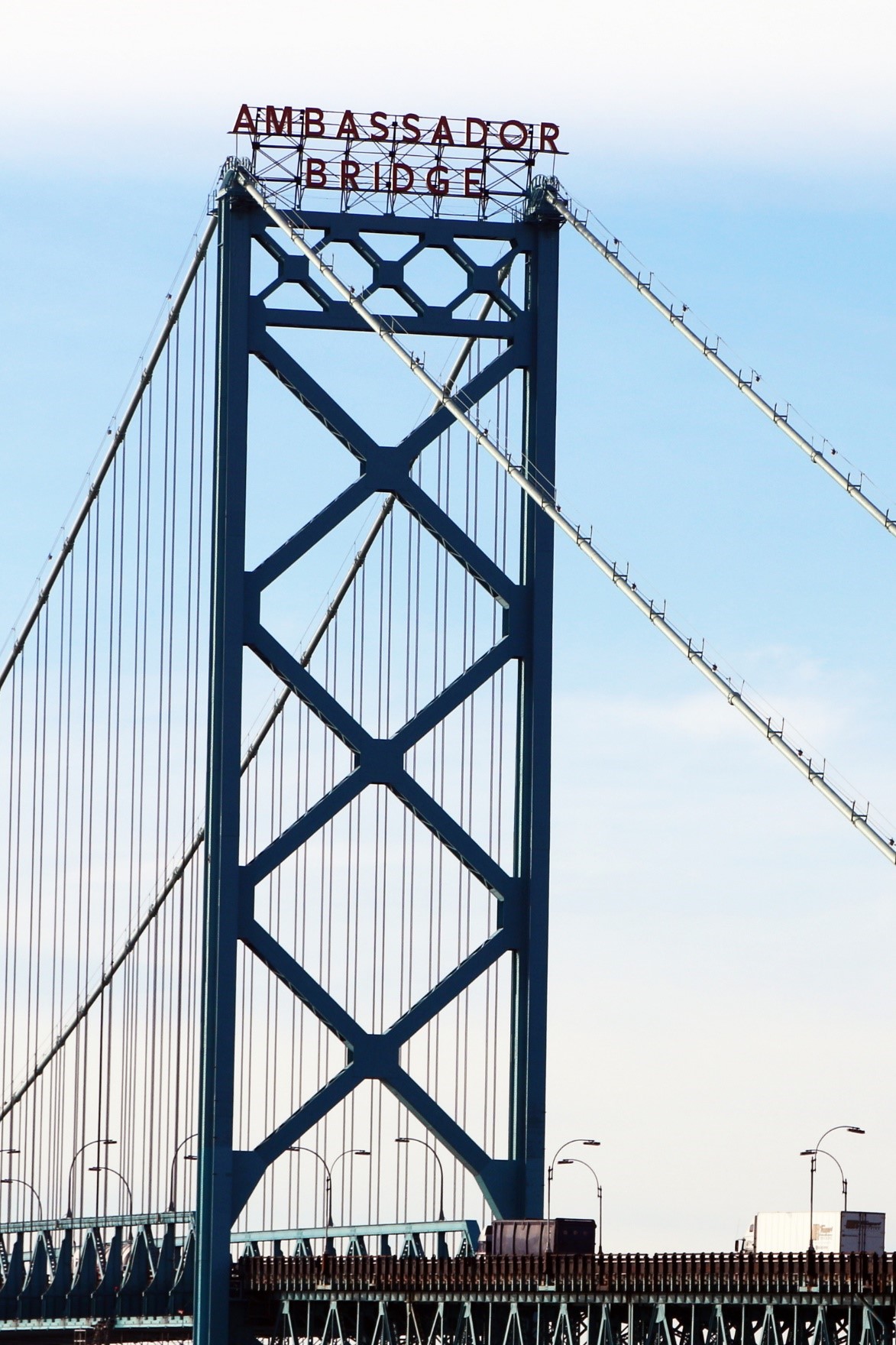 Ambassador Bridge connecting Detroit, Michigan and Windsor, Ontario